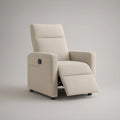 Manual Recliner with Footrest, Ivory Polyester Upholstery, 35 x 38 x 41 Inches