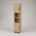 Light Oak Storage Cabinet with Black Handles, 15.7 in W x 13.8 in D x 70.9 in H