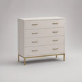 White and Gold 4-Drawer MDF Dresser, 47.2 in W x 15.7 in D x 35.4 in H