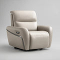 Ivory Power Swivel Recliner with PU Leather Upholstery, 39.4 x 39.4 x 41.7 in