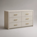 6-Drawer White Oak Dresser with Gold Handles, 47.2 x 15.7 x 29.5 in