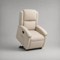 Beige PU Leather Power Recliner with Padded Back, 33.5 x 37.0 x 41.7 in