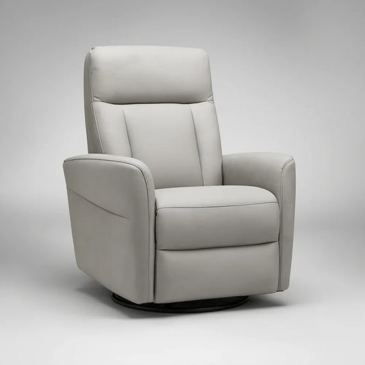 Light Gray PU Leather Swivel Armchair with High Back, 32 x 35 x 41 in