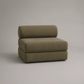 Olive Green Armless Corduroy Lounge Chair, 35.4 x 39.4 x 27.6 in