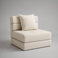 Cream Armless Modular Accent Chair, 35 x 39 x 33 in, Polyester Boucle