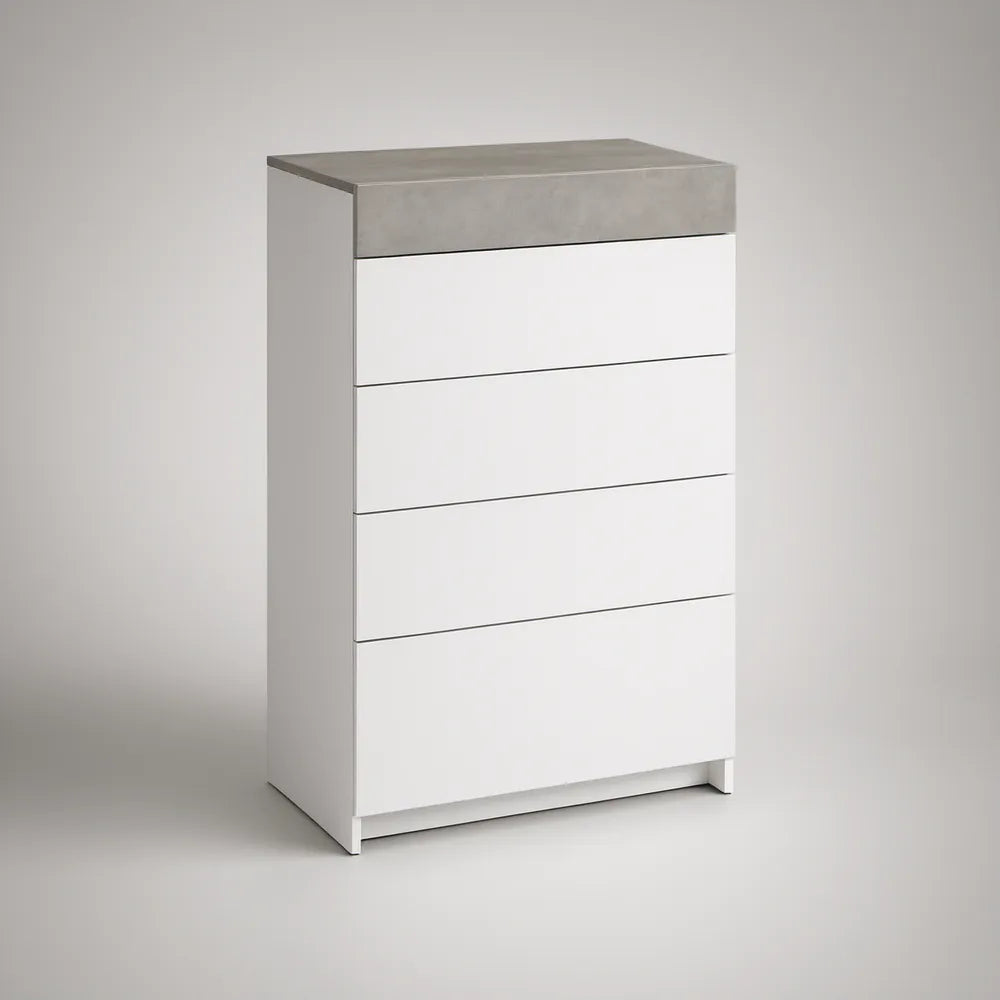 Five-Drawer MDF Storage Chest, White/Gray, 31.5 x 15.7 x 47.2 in.