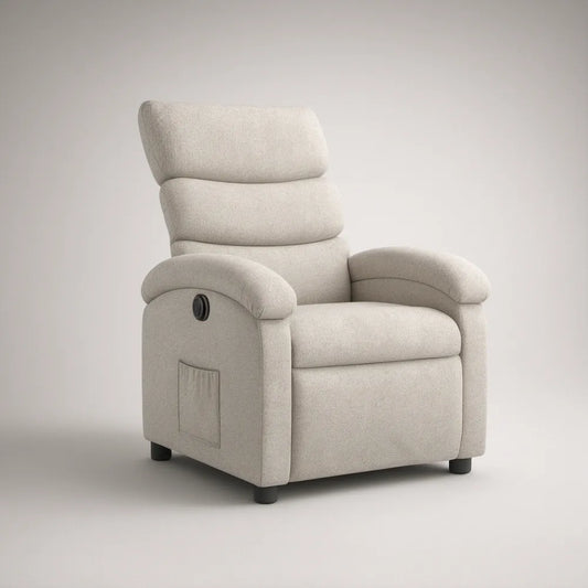 Beige Manual Recliner Armchair, 35 in W x 39 in D x 41 in H, Polyester Upholstery