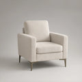 Ivory Boucle Upholstered Armchair with Dark Bronze Metal Legs, 31.5 x 33.5 x 34.5 in