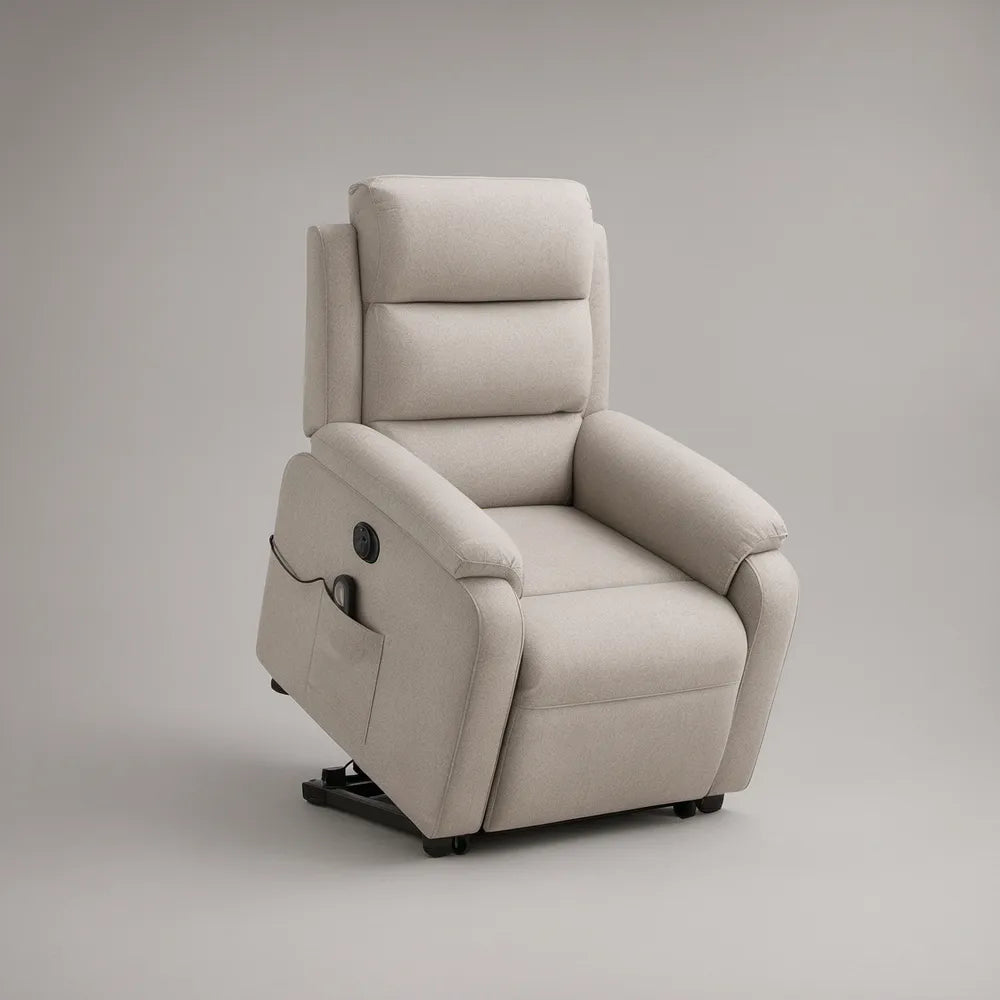 Beige Power Lift Recliner Chair with Wired Remote, 35.4 x 37.8 x 41.7 in